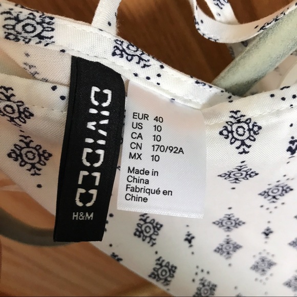 H&M White and Navy Printed Dress size 10 - Picture 4 of 4